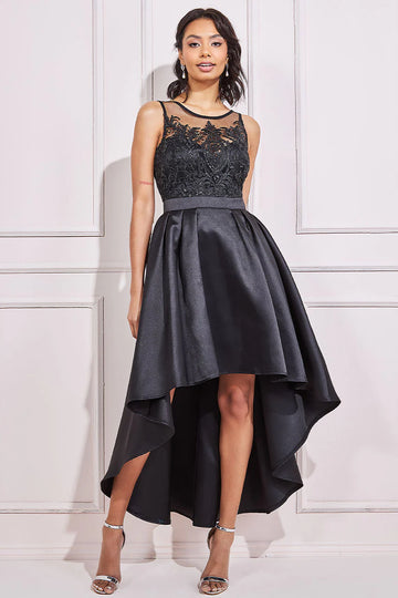 Sequin & Satin Dipped Hem Midi Dress Goddiva